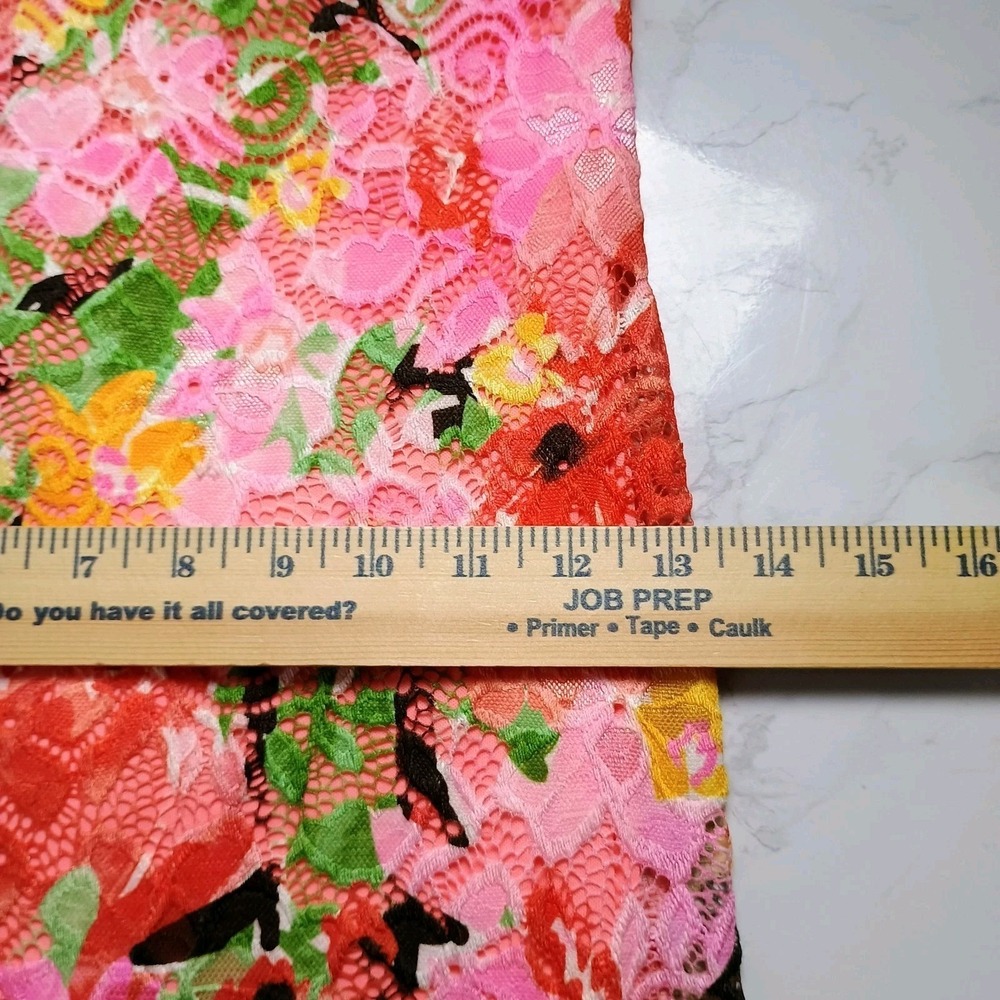 Marina Floral Lace Overlay Maxi Dress XS Pink Red Stretch Lined Made USA - Picture 9 of 13